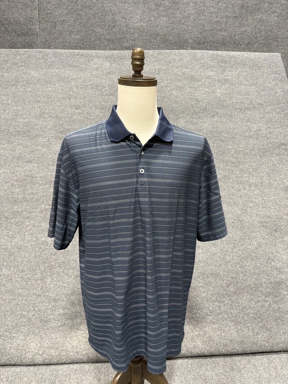 Nike Dri-FIT Men’s XL Blue Striped Golf Polo Shirt Short Sleeve Performance